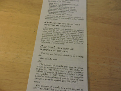 YOUR ANSWERS ABOUT EDUCATION AND TRAINING:  REVISED JUNE 1, 1948, VETERANS ADMIN