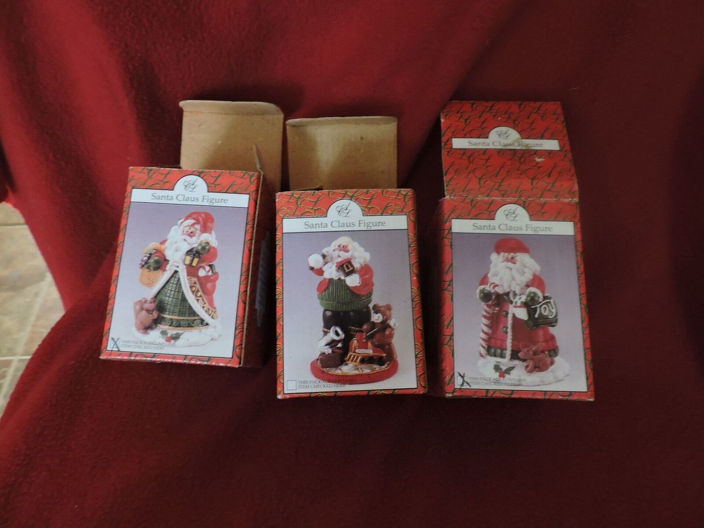 SET OF THREE SANTAS--ARTMARK--3.5 INCHES TALL