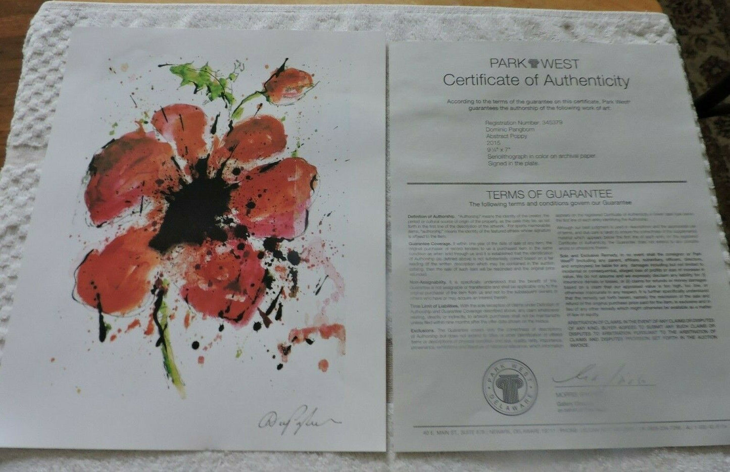 ARTIST:  DOMINIC PANGBORN--"ABSTRACT POPPY"  2015  91/4X7  INCHES/ COA