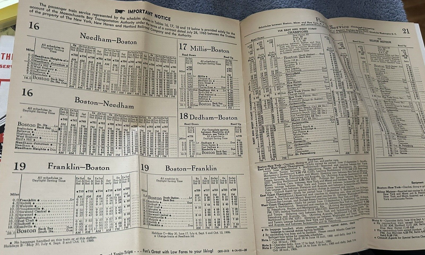 RAILROAD TIMETABLE: NEW HAVEN LINE  APRIL 24, 1966