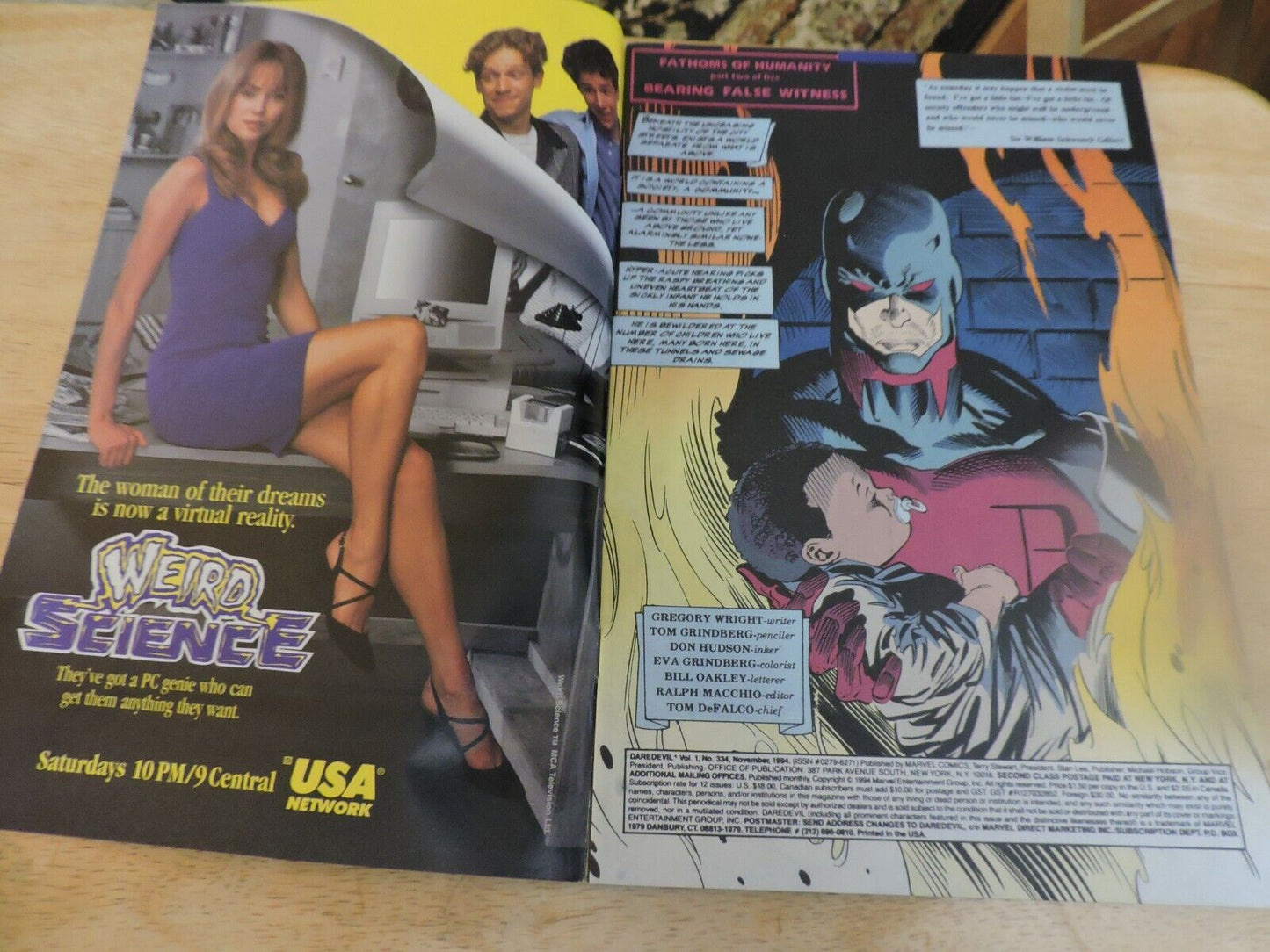 DAREDEVIL   "HUMANITYS FATHOM  PART 2 OF 5"   #334 UNGRADED