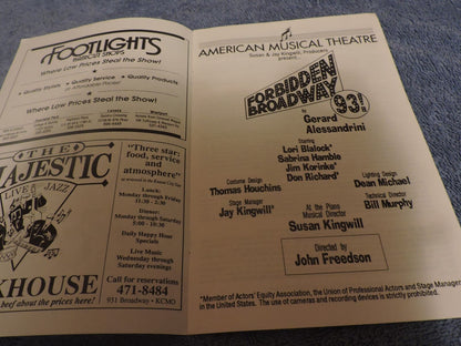 American Musical Theatre Forbidden Broadway Pamphlet