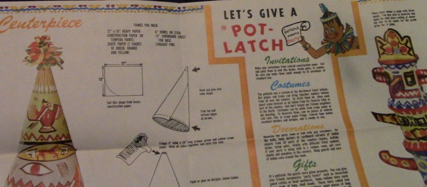 Vintage 1960's "Let's Give a Potlatch" (American Indian for Party) Poster
