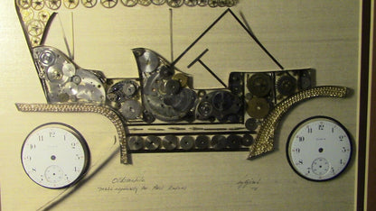 Framed/Signed Clock/Watch Art: Using Elgin Watch Parts/Olds13 1/2" X 16 1/2"
