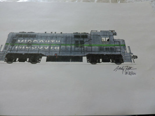 MID SOUTH TRAIN  ENGINE SIGNED & NUMBERED  PRINT 14X8.5 INCHES