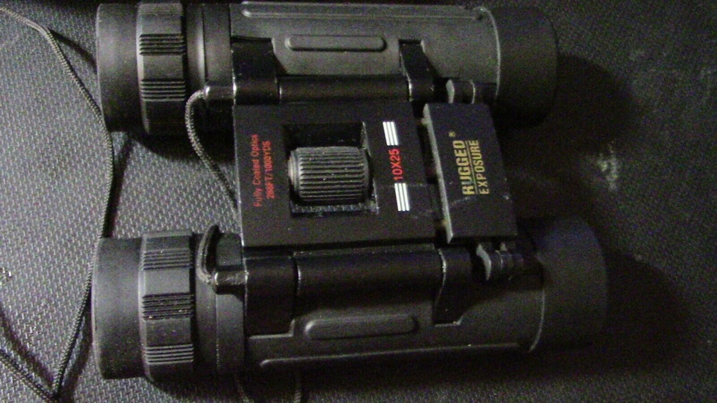 Rugged Exposure 10 X25 Binoculars with Case (Fully Coated Optics)