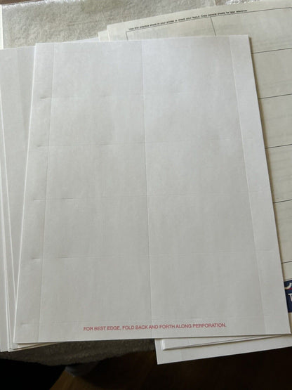 BURLINGTON BUSINESS CARDS--HEAVYWEIGHT --OPENED--22 SHEETS