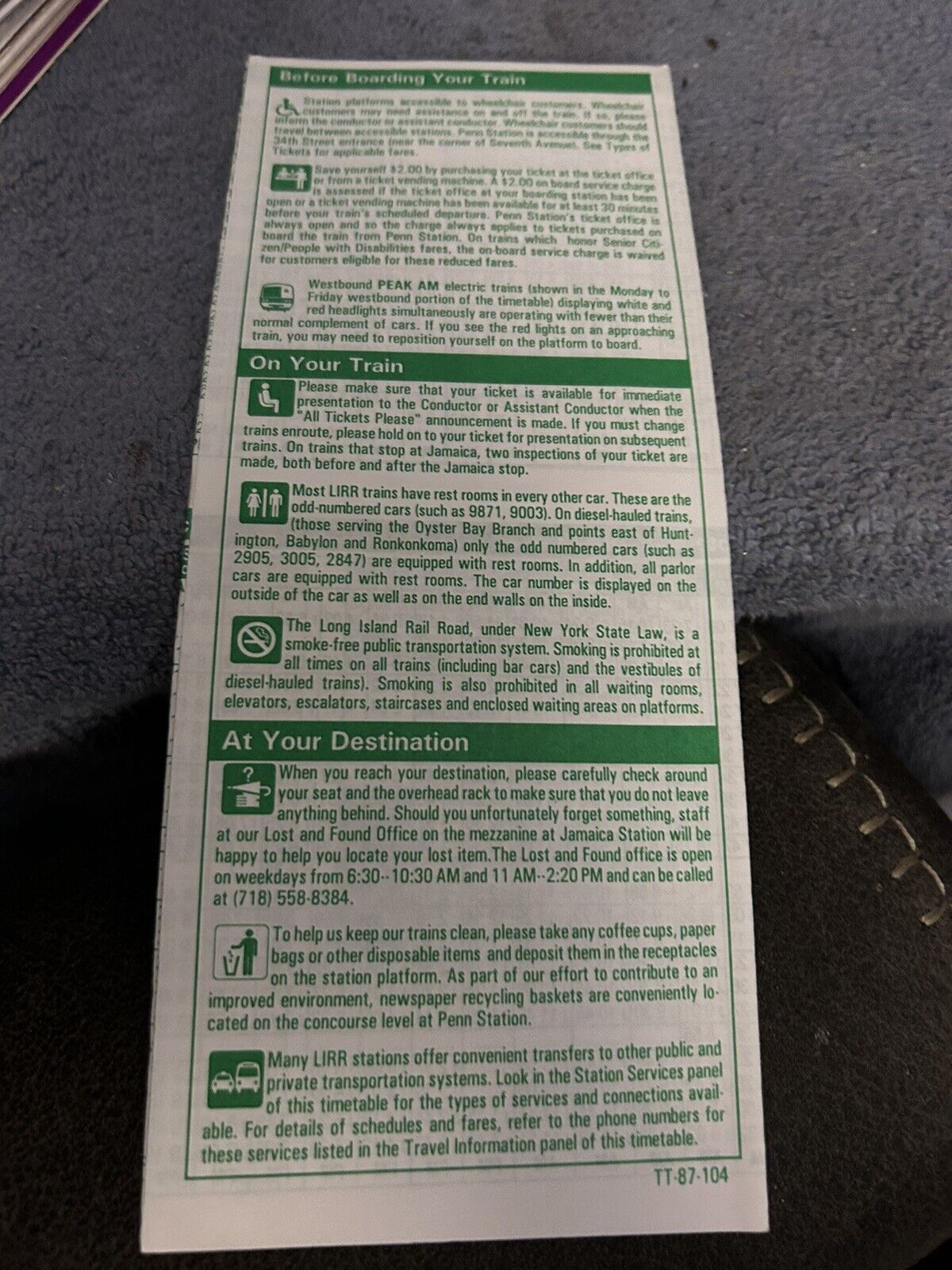 TIMETABLE: LONG ISLAND RAIL ROAD OYSTER BAY 9/19-11/13, 1994
