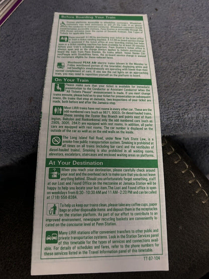 TIMETABLE: LONG ISLAND RAIL ROAD OYSTER BAY 9/19-11/13, 1994