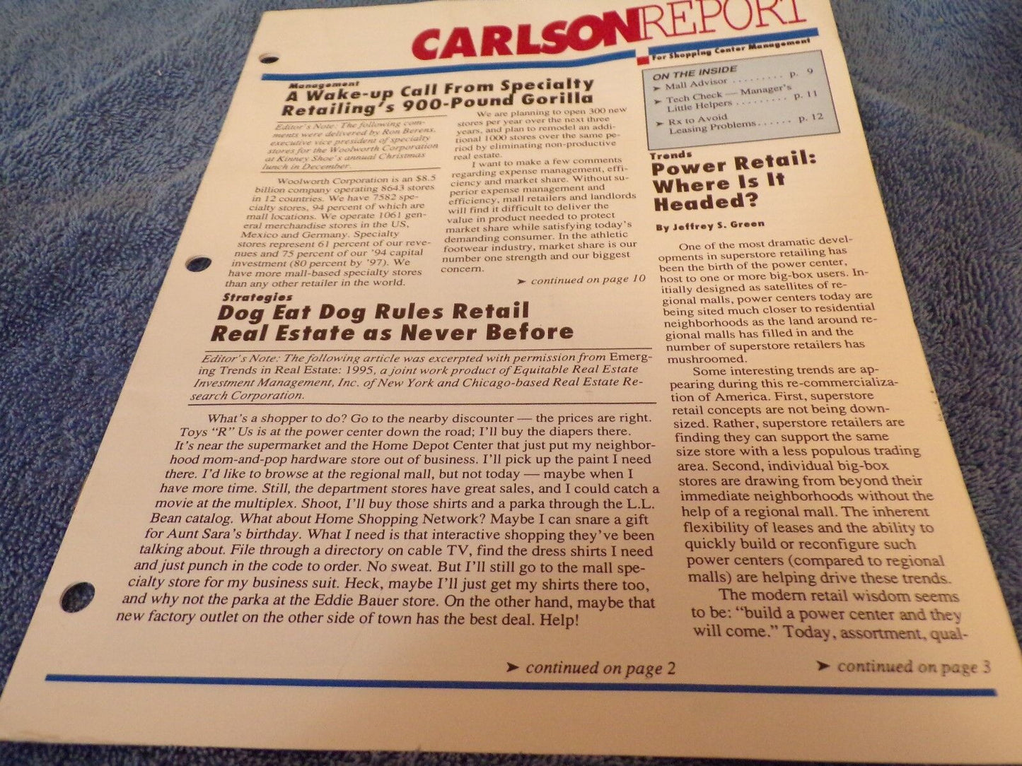 The Carlson Report for Shopping Center Management - May 1995 Edition