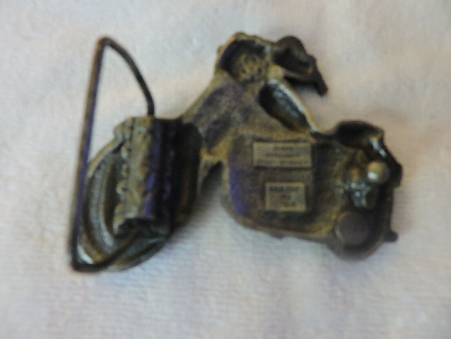 1979 BERGAMOT BRASS WORKS MOTORCYCLE BELT BUCKLE 3.5X3 INCHES