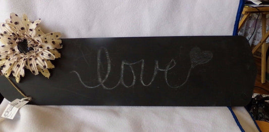 Folk Art-Hand Painted Solid Wood Ceiling FAN BLADE-Chalk Board Love-Craft