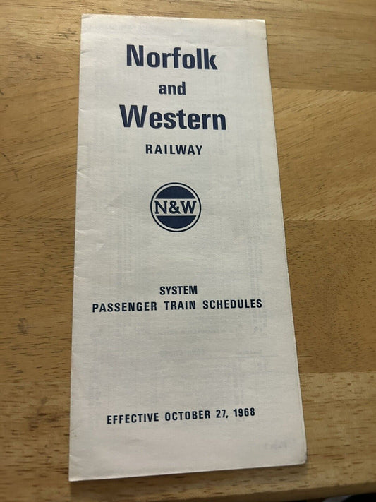 NORFOLK & WESTERN RAILWAY PASSENGER TRAIN SCHEDULES OCTOBER 27, 1968