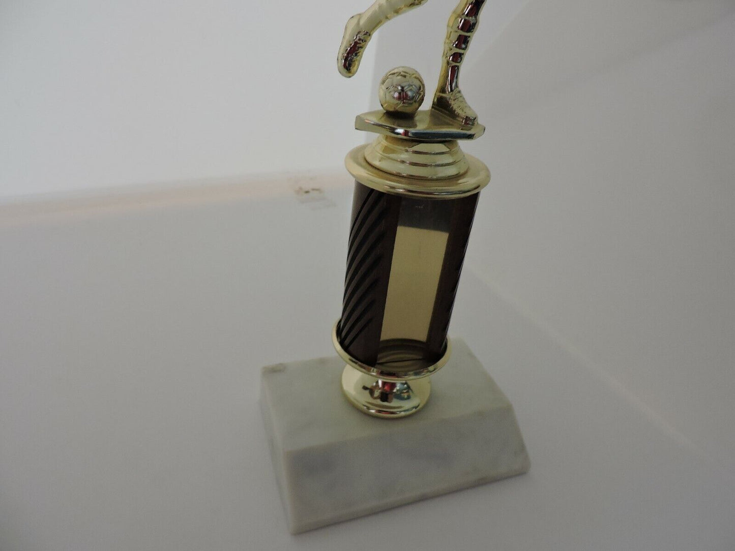 SOCCER TROPHY-9.5 INCHES TALL,3X4 WHITE MARBLE  BASE