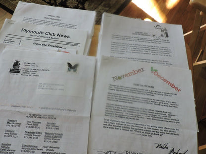 HEART OF AMERICA PLYMOUTH CLUB NEWS--VARIOUS NEWSLETTERS FROM 2010-2014 (18)