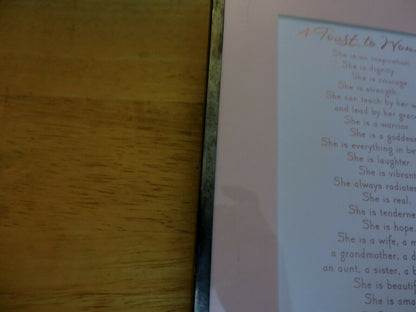A TOAST TO WOMEN SILVER FRAMED DESK ART 8.25 X 6.25 INCHES