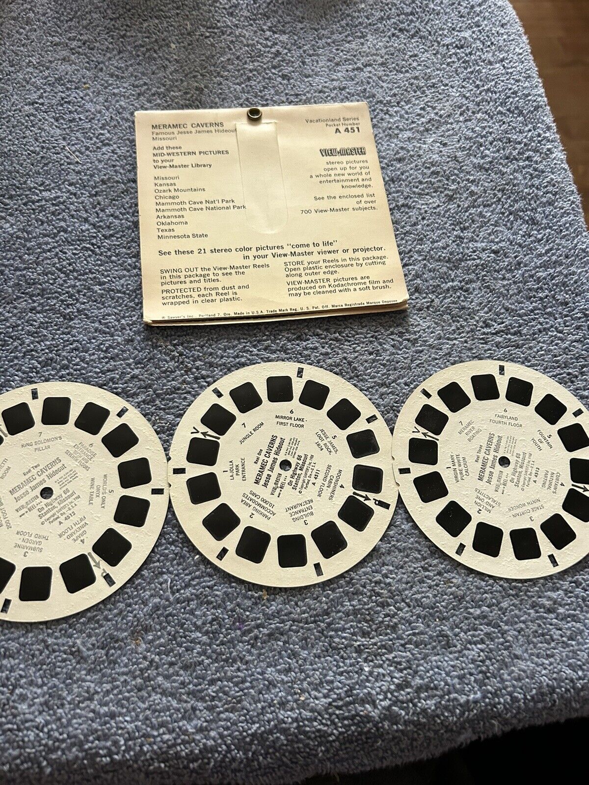 VIEW MASTER 3D REELS:  MERAMEC CAVERNS  3 REELS--OPENED PACKAGE