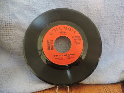 Johnny Mathis: For All We Know and Odds And Ends Vinyl Record 45 RPM