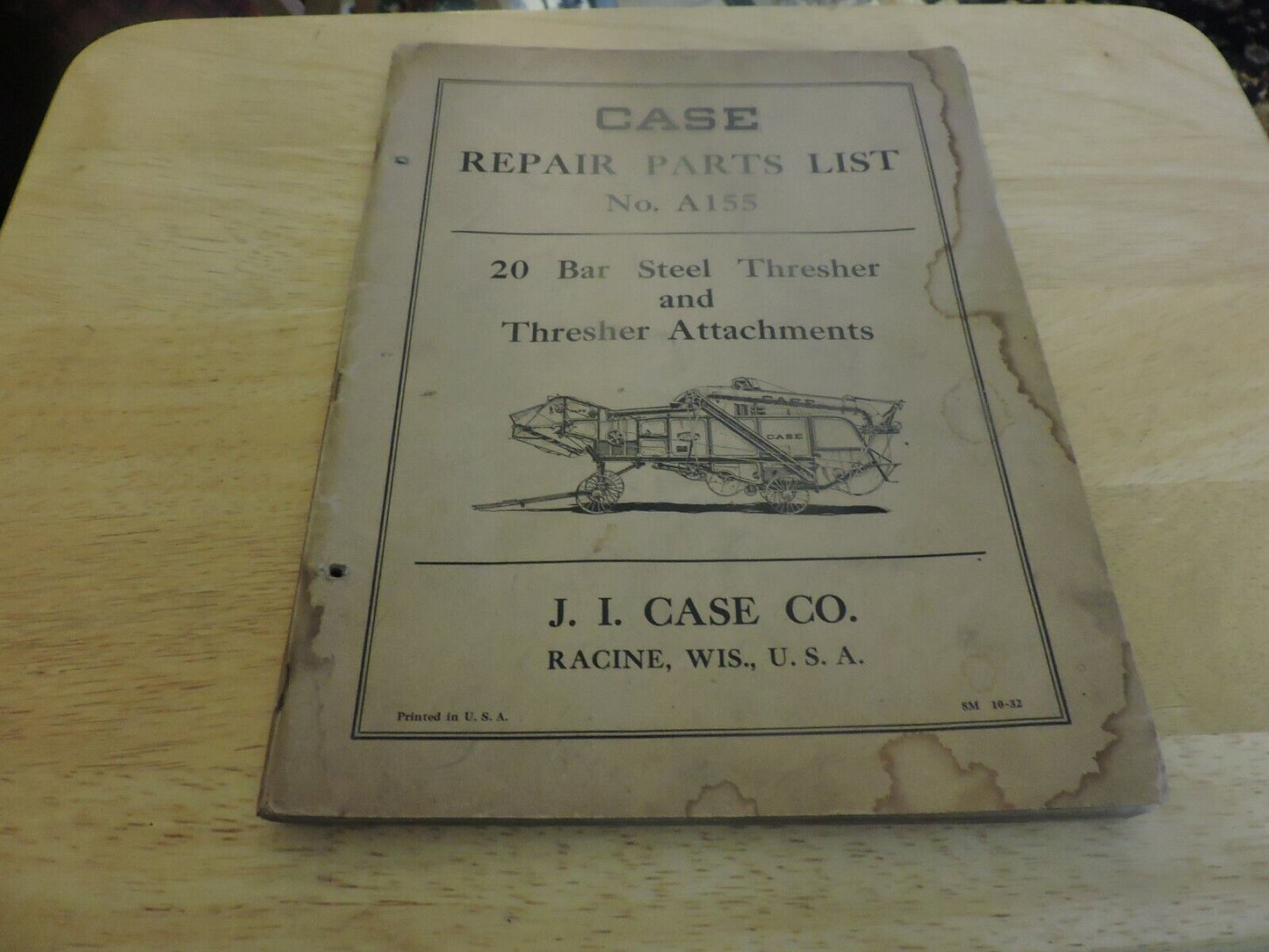 CASE REPAIR PARTS LIST NO. A155: 20 BAR STEEL THRESHER AND THRESHER ATTACHMENTS