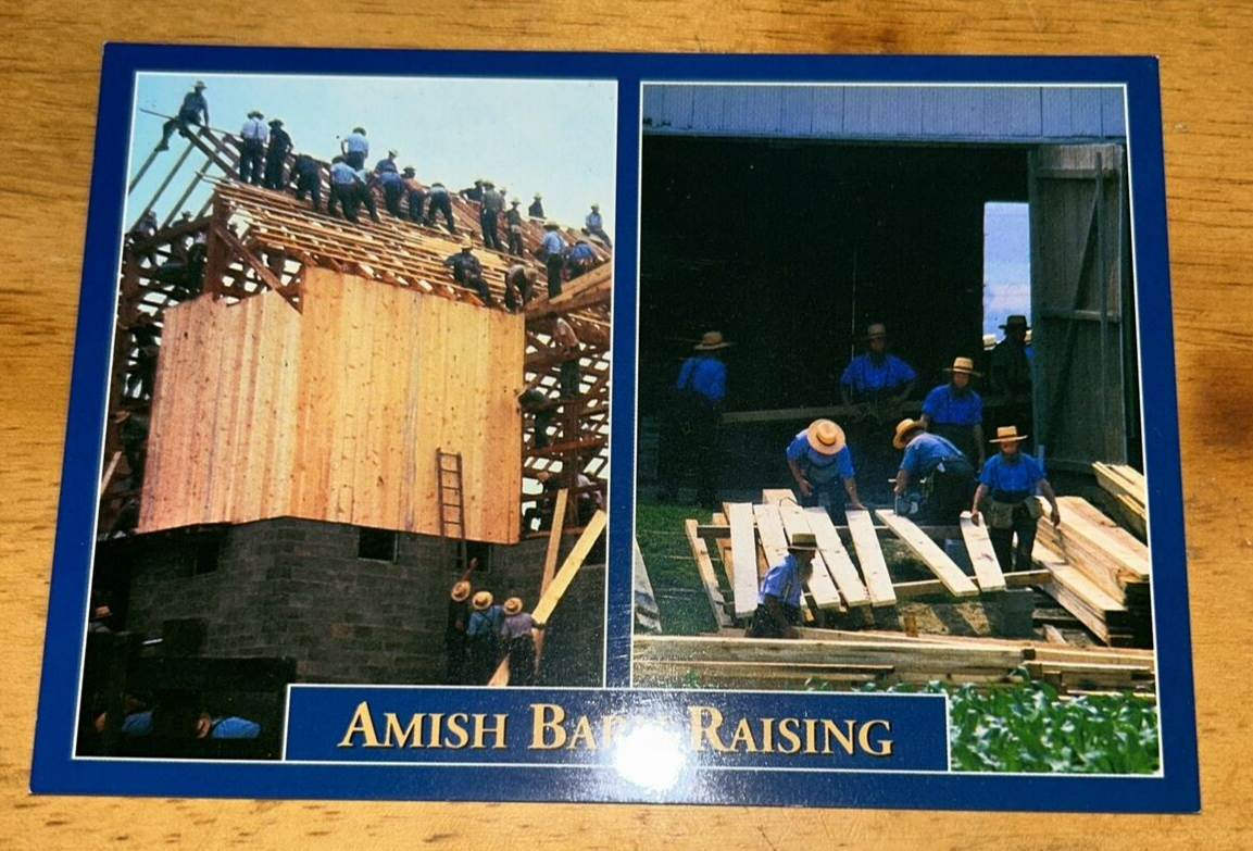 Postcard Unposted: Greetings From the Amish Country Amish Barn Raising