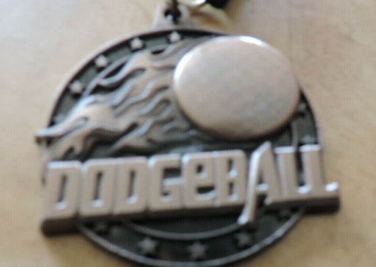 DODGEBALL  2 INCH  MEDAL WITH 2019  BLACK RIBBON  ENGRAVABLE