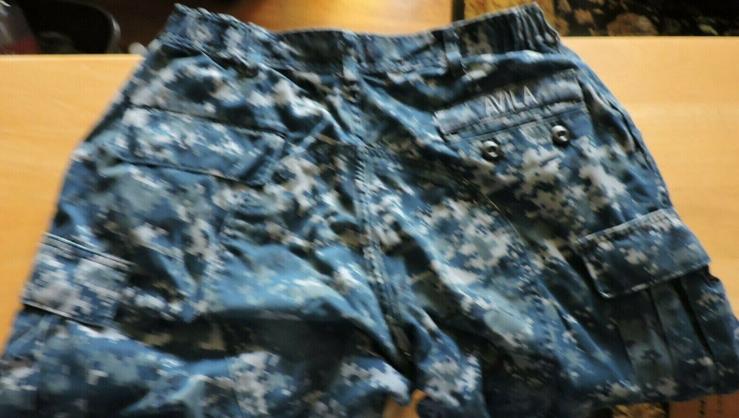 MILITARY ISSUE NAVY BLUE CAMOFLOUGE PANTS 32 INCH WAIST 29 INSEAM