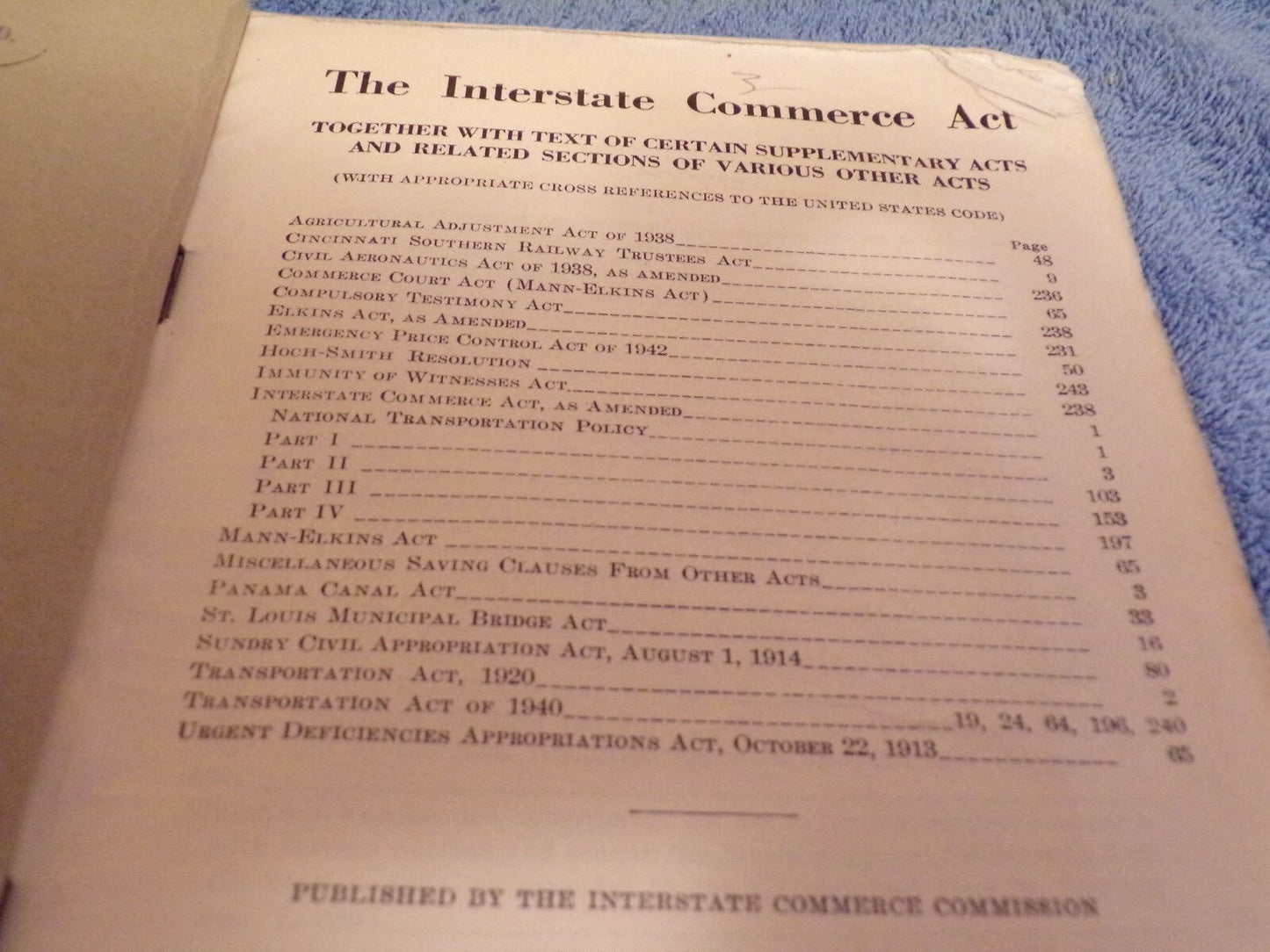 The Interstate Commerce Act Book (1946 Print) Bonus: Univ. of KC Final Exam