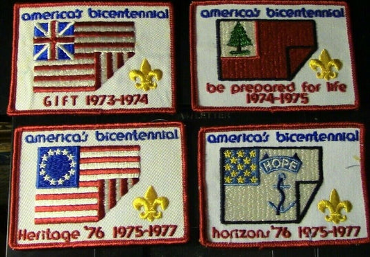 BSA Patch Set, America's Bicentennial : "Hope, Heritage, Gift, Be Prepared"