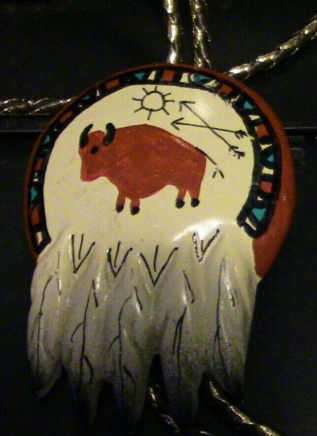 Bolo Tie: Hand Painted Ceramic Native American Bolo Tie