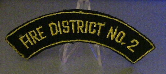 3 1/2" Gold Letters/Black Background Rocker Patch: "Fire District No. 2"