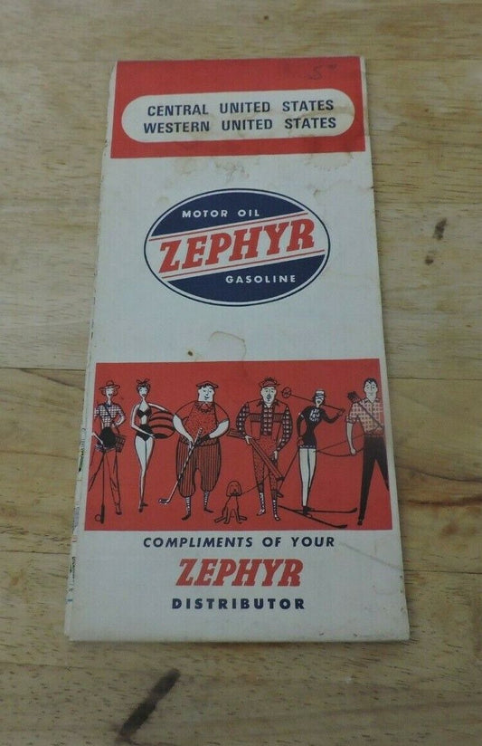 Zephyr Motor Oil Gasoline Central and Western United States Map 1971