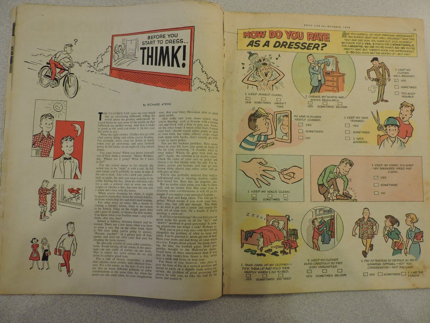Vintage Boys Life Magazine For All Boys, Sept. 1954, color print ads NO COVER
