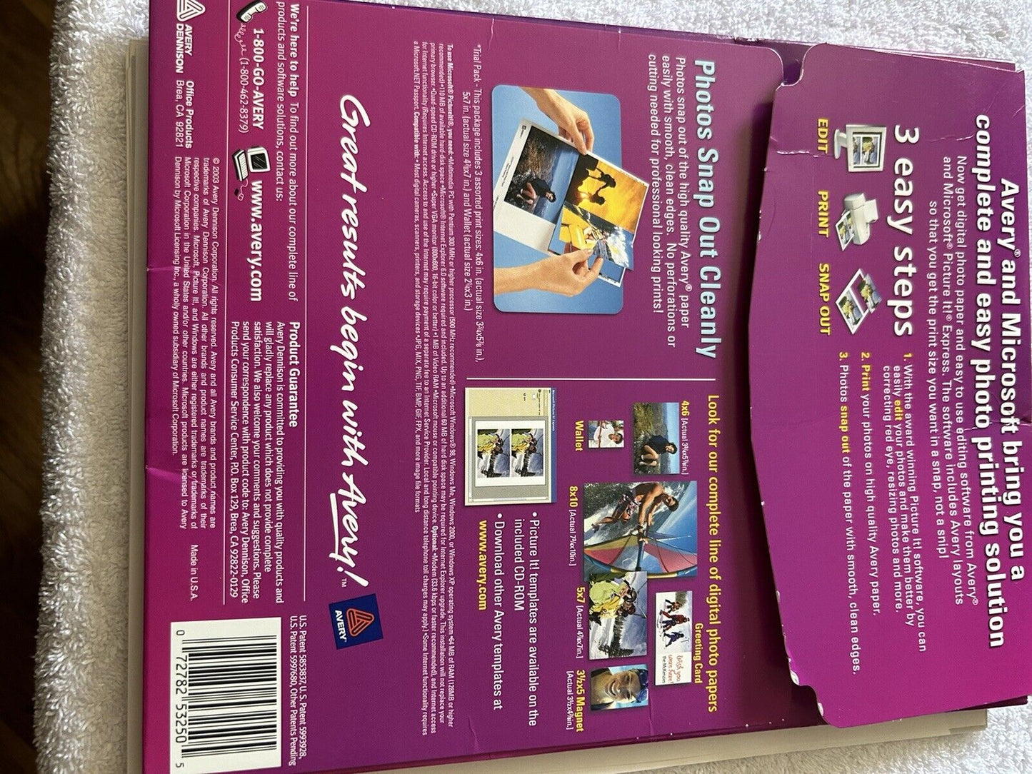 LOT OF PHOTO PAPER: CANNON & HP 15 SHEETS OF 4X6 " AND 15 SHEETS OF 5X7" SIZE