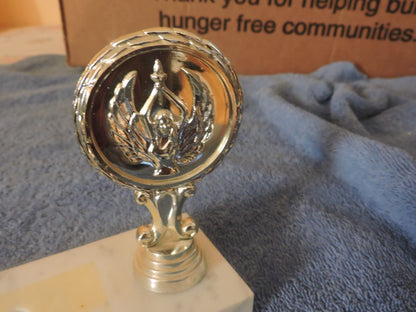 Volleyball Trophy, White, Marble Base (5" Long X 2 1/2" Wide X 5" High)