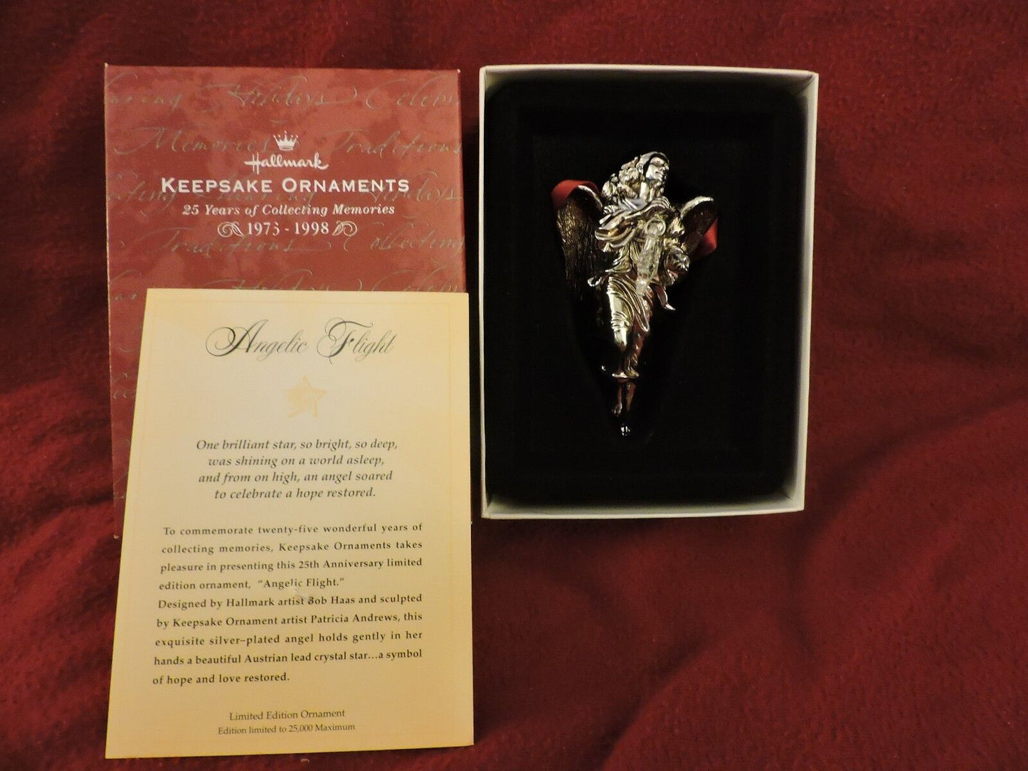Hallmark Keepsake 25 ANNINVERSARY Ornament ANGELIC FLIGHT 1998 Angel
