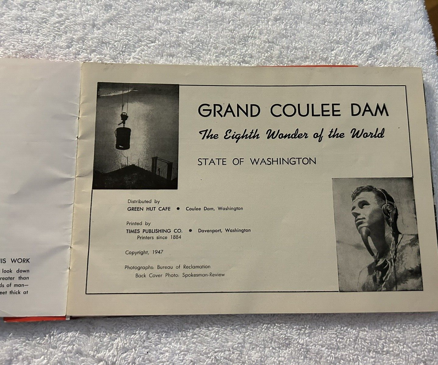 GRAND COULEE DAM SOUVENIR BOOKLET 1947  STATE OF WASHINGTON
