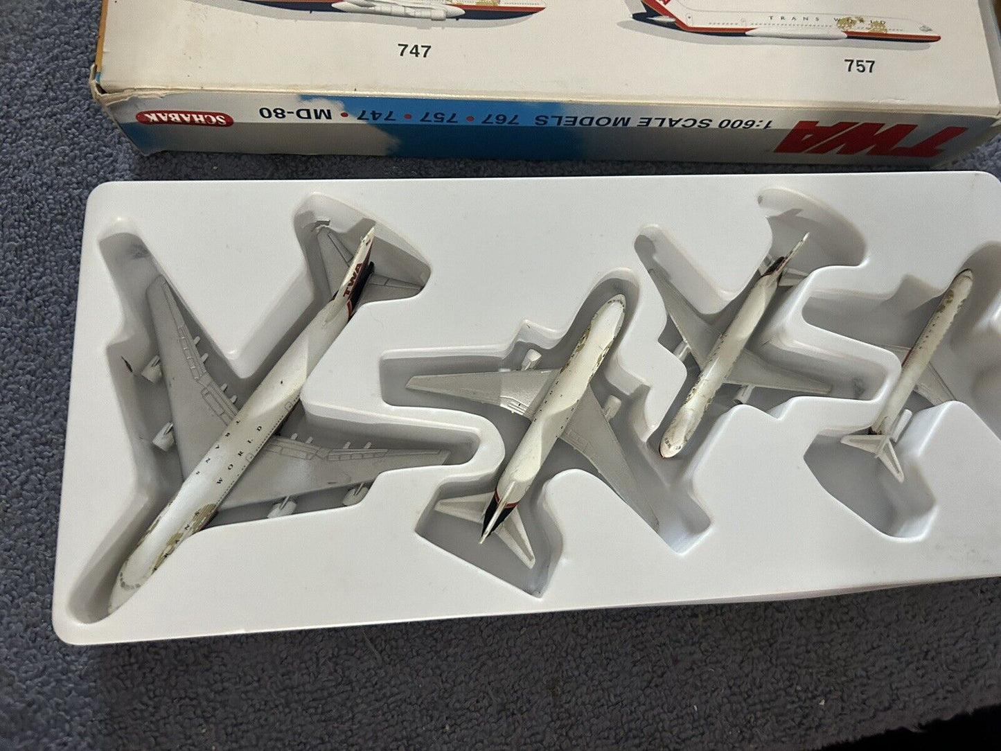 COLLECTOR'S ITEM:  NIB TWA JETS 767-757-747  & MD-80 (1:600 SCALE MODELS)
