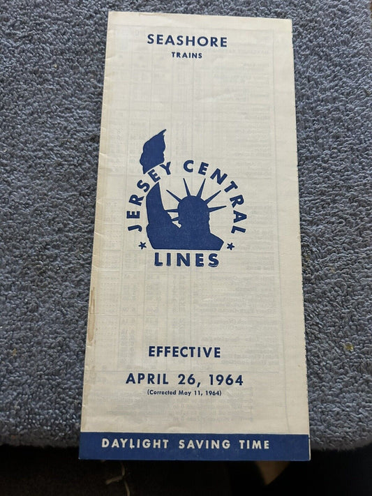 RAILROAD TIMETABLE: SEASHORE TRAINS: JERSEY CENTRAL LINES APRIL, 1964