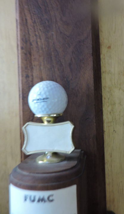 VINTAGE HANDMADE GOLF WOODEN TROPHY 16X6.5X5 INCHES