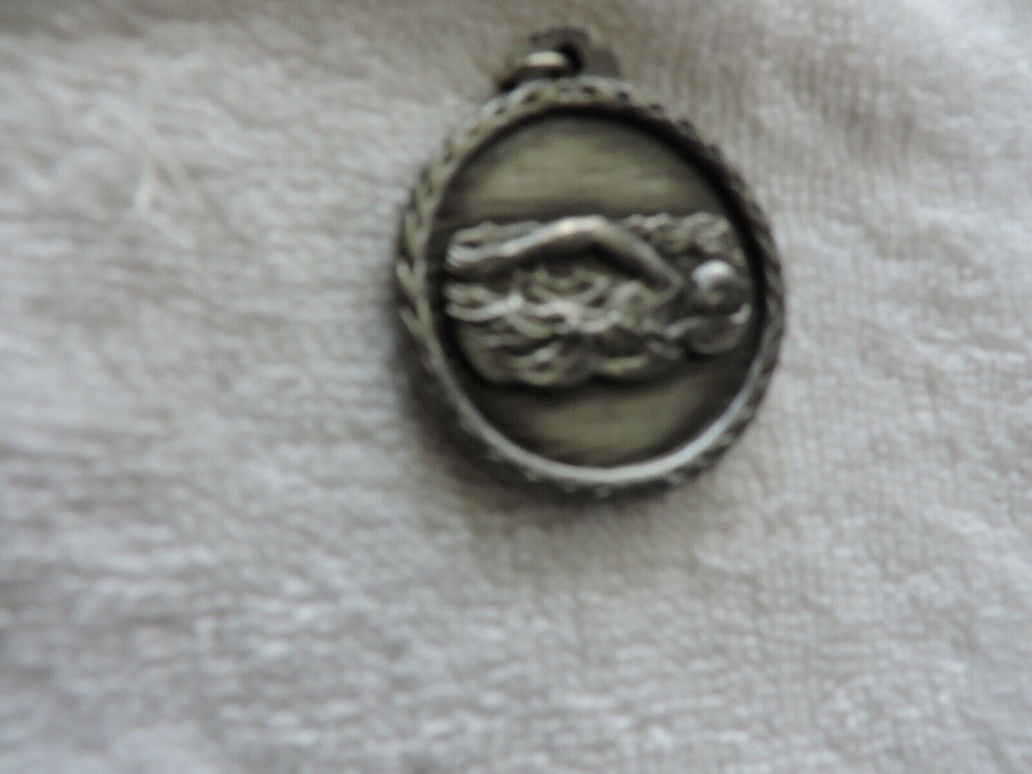 SWIMMING MEDAL SILVER COLORED 1.5 INCH ROUND