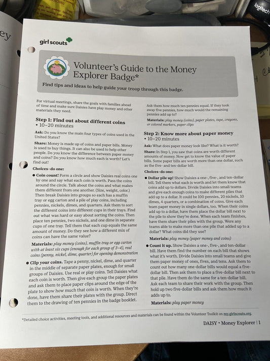 Official Girl Scout Money Explorer book