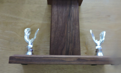 VINTAGE  GOLF WOODEN TROPHY     11 1x10x3  INCHES--FUMC PUTT PUTT GOLF 1ST PLACE