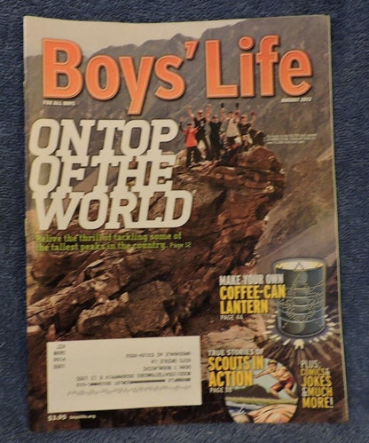 BSA-Boys' Life August 2013 Issue Featuring Tackling the tallest peaks