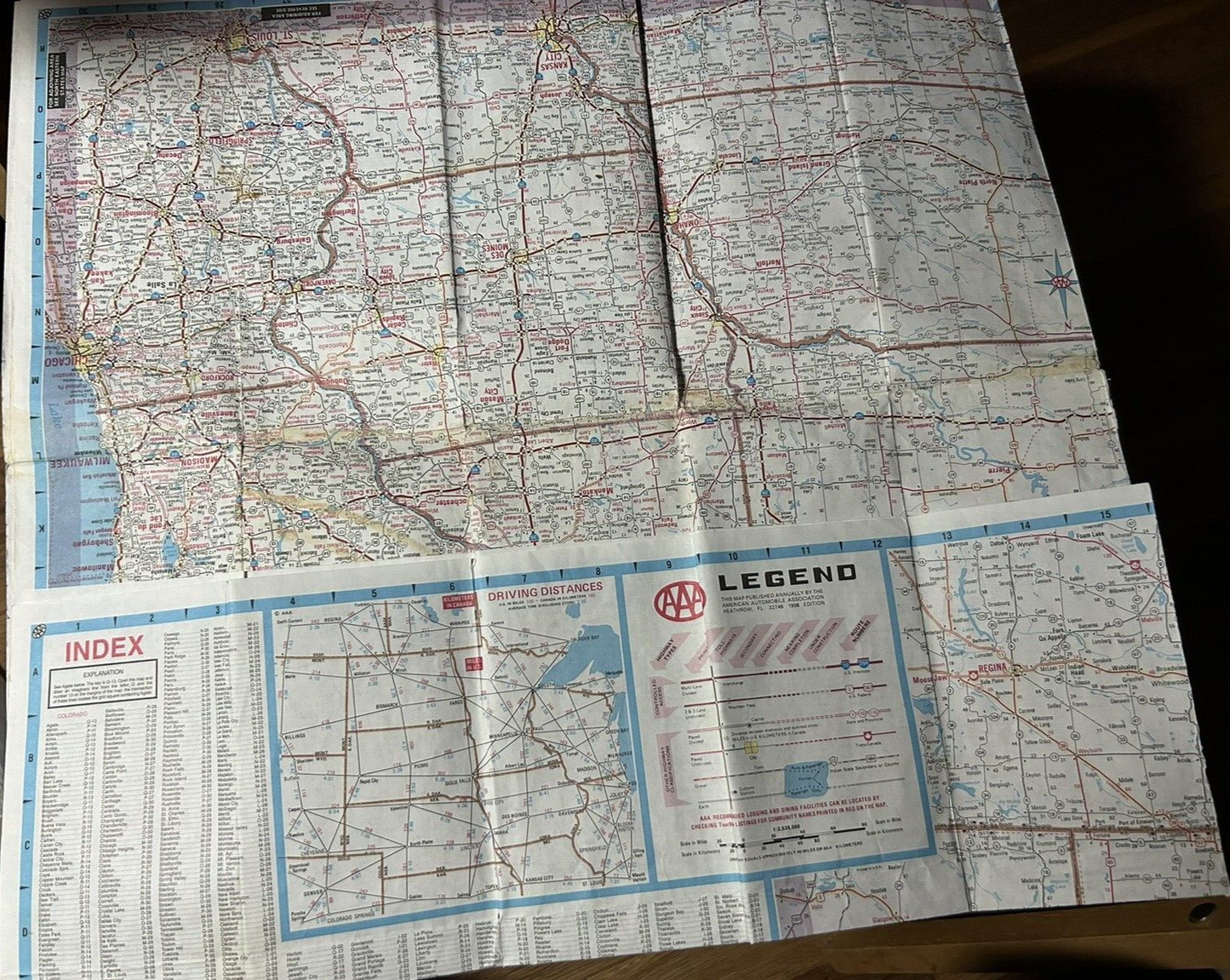 AAA MAP CENTRAL STATES/PROVINCES 1998