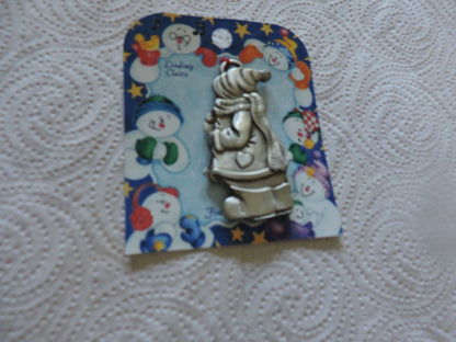 A LINDSAY CLAIRE DESIGN PEWTER SMOWWOMAN ORNAMENT