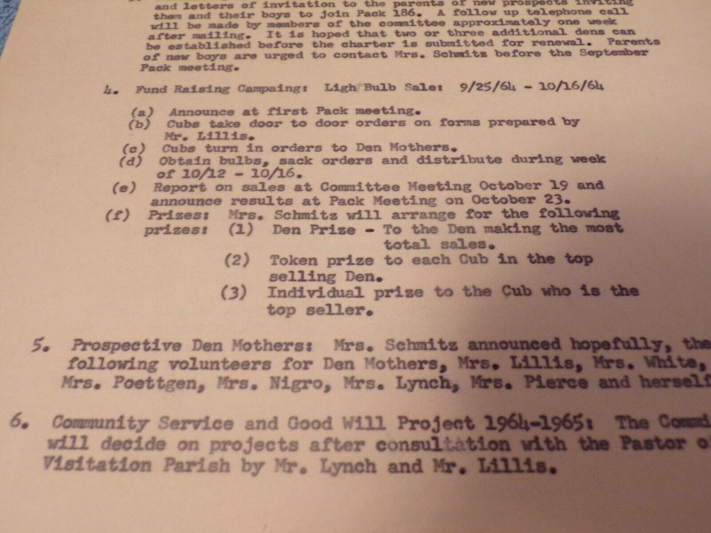 Vintage 1960's Cub Scout Pack 186 Committee Meeting Minutes Documents