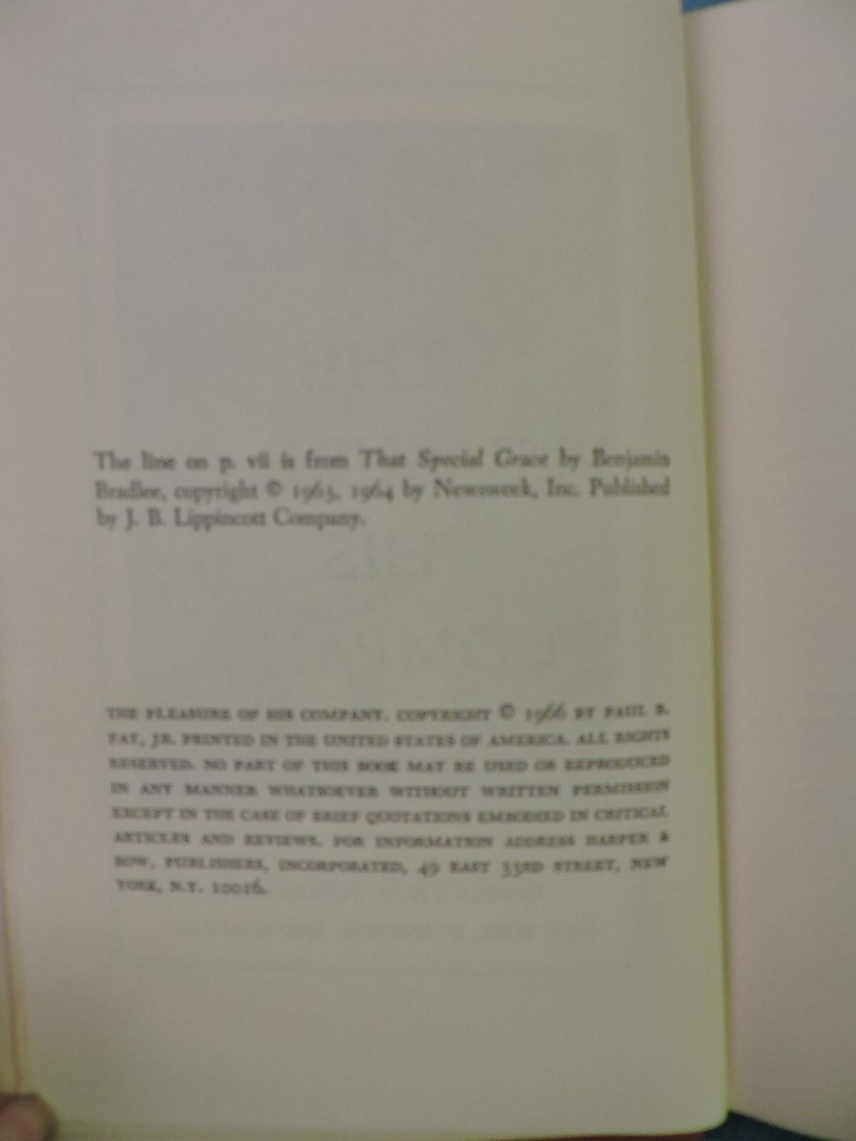 Vintage 1966 Harper & Row The Pleasure of His Company JFK by Paul B. Fay Jr.
