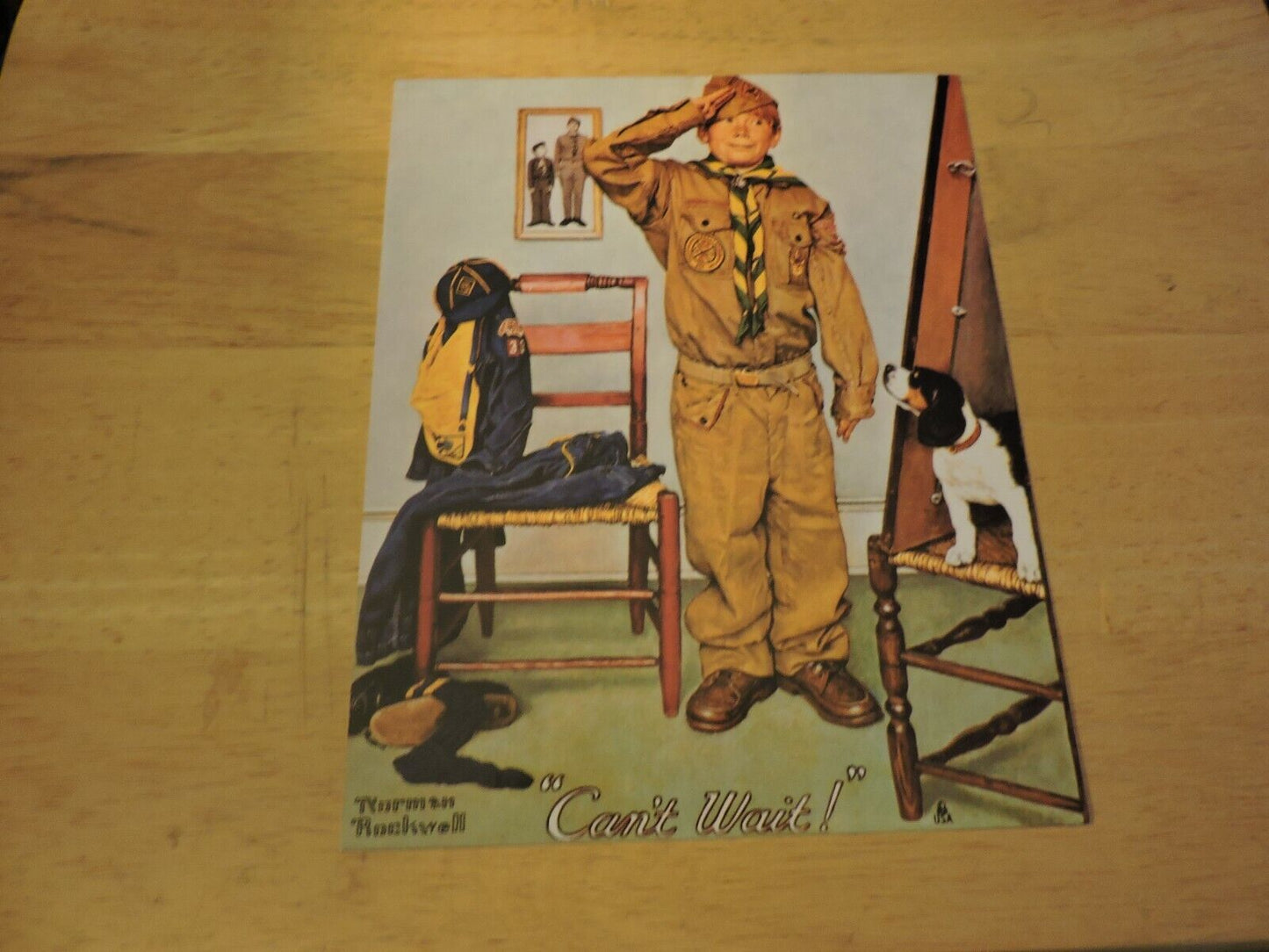 BSA/NORMAN ROCKWELL "CAN'T WAIT" BOY SCOUT 8X10 PICTURE POST CARD