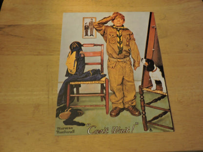 BSA/NORMAN ROCKWELL "CAN'T WAIT" BOY SCOUT 8X10 PICTURE POST CARD