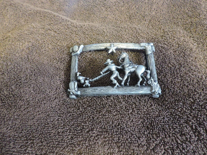 Pewter Belt Buckle: "Calf Roping"
